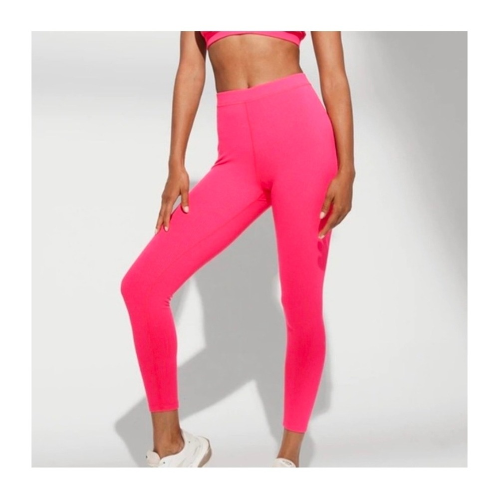 Alo Yoga Blissful Pink High-Waist Ribbed Leggings XS Athletic Activewear sporty